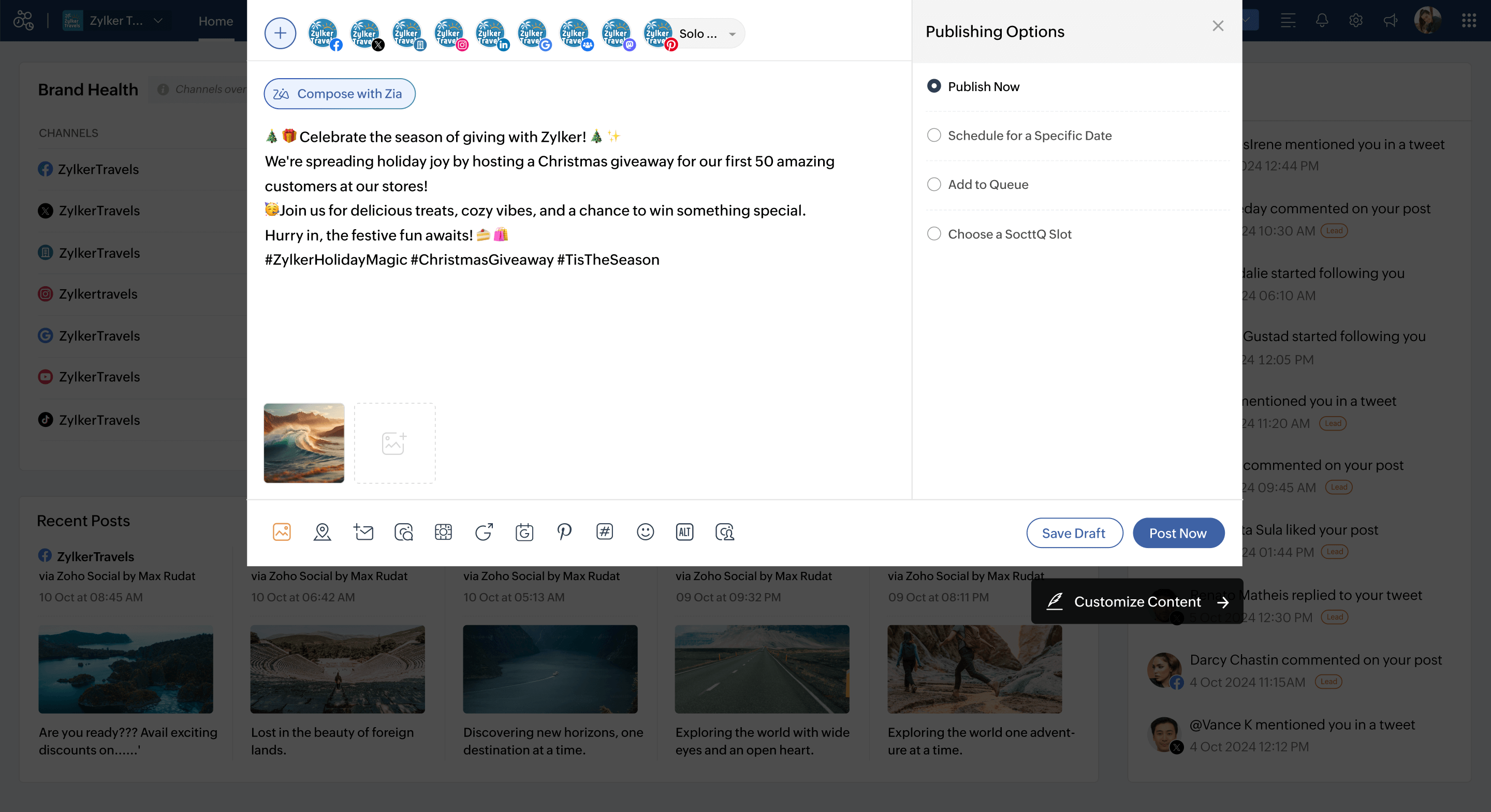 screenshot of Zoho Social